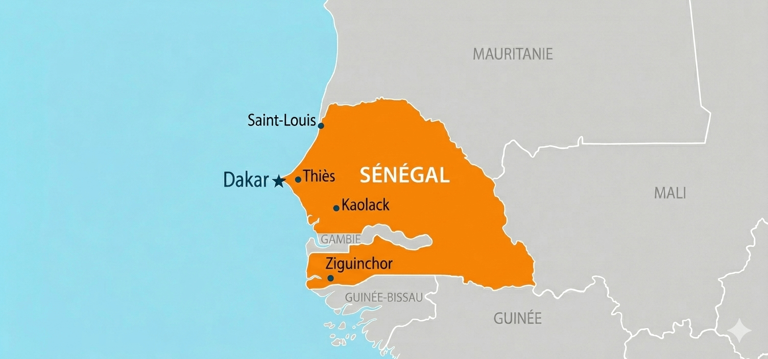 Carte du Sénégal en Afrique